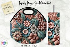 3D Leather Flowers Lunch Bag, Embossed Leather Tumbler Wrap Product Image 1