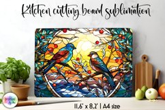 Stained Glass Cutting Board Sublimation | Christmas Birds Product Image 1