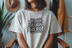 Women Aesthetic Indoor T-Shirt Mockup PSD JPG Product Image 1