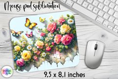 Cracked Wall with Flowers Mouse Pad, Floral Mouse Pad Print Product Image 1