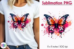 Butterfly Sublimation | Watercolour Colourful Butterfly PNG Product Image 1