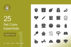Pet Care Essentials Glyph Icons Product Image 1
