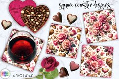 Baroque Flowers Square Coasters | Spring Flowers Coasters Product Image 1