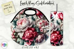Vintage Floral Lunch Bag Design | Baroque Peony Flowers Product Image 1