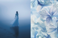 Azure Botanica: Fine Art Watercolor &amp; Cyanotype Backgrounds Product Image 5