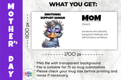 Funny Mother Day Mug Wrap, Emotional Support Human PNG Product Image 2
