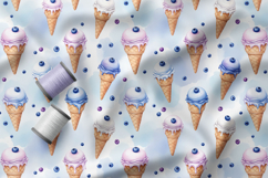 Blueberry Macaron Pattern, Ice Cream Cone Patterns Product Image 2
