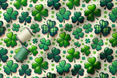 St Patrick Seamless Patterns, Shamrocks and Brushstroke Product Image 3