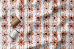 Terracotta Daisy Seamless Patterns, Boho Floral Neutral PNG Product Image 3