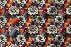 Vibrant Ink Peonies Seamless Patterns, Floral Designs Product Image 4