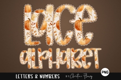 Preppy Pumpkin Fall Lace PNG Alphabet | Sublimation Font Product Image 1