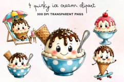 Quirky Ice Cream Clipart PNG Product Image 1
