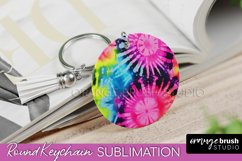 Rainbow Tie Dye Keychain - Neon Keychain Sublimation Design Product Image 1