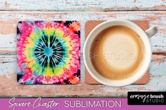 Tie Dye Square Coaster Sublimation - Neon Coaster Design Product Image 1