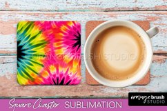 Tie Dye Square Coaster Sublimation - Neon Coaster Design Product Image 1