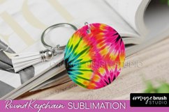 Rainbow Tie Dye Keychain - Neon Keychain Sublimation Design Product Image 1