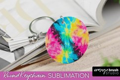 Rainbow Tie Dye Keychain - Neon Keychain Sublimation Design Product Image 1
