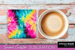 Tie Dye Square Coaster Sublimation - Neon Coaster Design Product Image 1