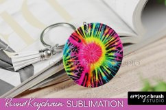 Rainbow Tie Dye Keychain - Neon Keychain Sublimation Design Product Image 1
