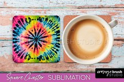 Tie Dye Square Coaster Sublimation - Neon Coaster Design Product Image 1