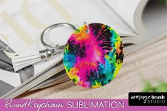 Rainbow Tie Dye Keychain - Neon Keychain Sublimation Design Product Image 1