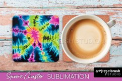 Tie Dye Square Coaster Sublimation - Neon Coaster Design Product Image 1