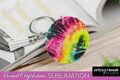 Rainbow Tie Dye Keychain - Neon Keychain Sublimation Design Product Image 1