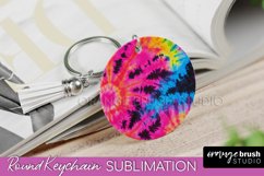 Rainbow Tie Dye Keychain - Neon Keychain Sublimation Design Product Image 1