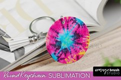 Rainbow Tie Dye Keychain - Neon Keychain Sublimation Design Product Image 1
