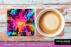 Tie Dye Square Coaster Sublimation - Neon Coaster Design Product Image 1