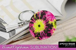 Rainbow Tie Dye Keychain - Neon Keychain Sublimation Design Product Image 1