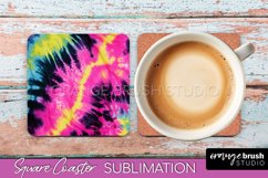 Tie Dye Square Coaster Sublimation - Neon Coaster Design Product Image 1