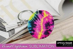 Rainbow Tie Dye Keychain - Neon Keychain Sublimation Design Product Image 1
