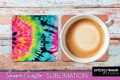 Tie Dye Square Coaster Sublimation - Neon Coaster Design Product Image 1