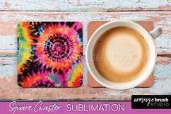 Tie Dye Square Coaster Sublimation - Neon Coaster Design Product Image 1