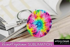 Rainbow Tie Dye Keychain - Neon Keychain Sublimation Design Product Image 1