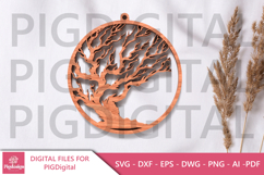Laser Cut Tree &amp; Woman Ornament SVG Bund Product Image 6