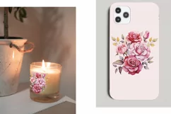 Pink Roses Bouquet watercolor sublimation clipart, PNG file Product Image 5