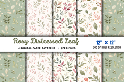 Rosy Distressed Leaf Digital Paper JPG Product Image 1