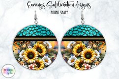 Peony and Sunflowers Earrings Sublimation | Round Earrings Product Image 1