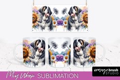 Saint Bernard Mug Wrap Dog Sublimation Floral PNG Product Image 1