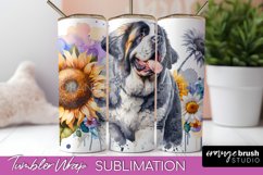 Saint Bernard Tumbler Wrap Dog Sublimation Floral PNG Product Image 1