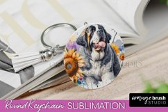 Saint Bernard Keychain Dog Sublimation Floral PNG Product Image 1