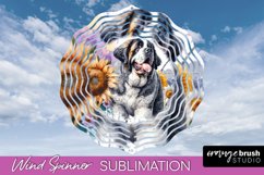 Saint Bernard Wind Spinner Dog Sublimation Floral PNG Product Image 1