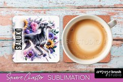 Dog Square Coaster - Dog Mom Floral Coaster Sublimation Product Image 1