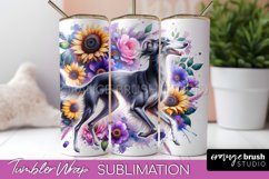 Saluki Tumbler Wrap Dog Sublimation Floral PNG Product Image 1