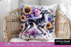 Saluki Pillow Cover Dog Sublimation Floral PNG Product Image 1