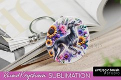 Saluki Keychain Dog Sublimation Floral PNG Product Image 1