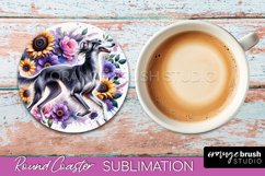 Saluki Round Coaster Dog Sublimation Floral PNG Product Image 1