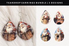 Funny Santa Teardrop Earring Sublimation PNG Design Product Image 1
